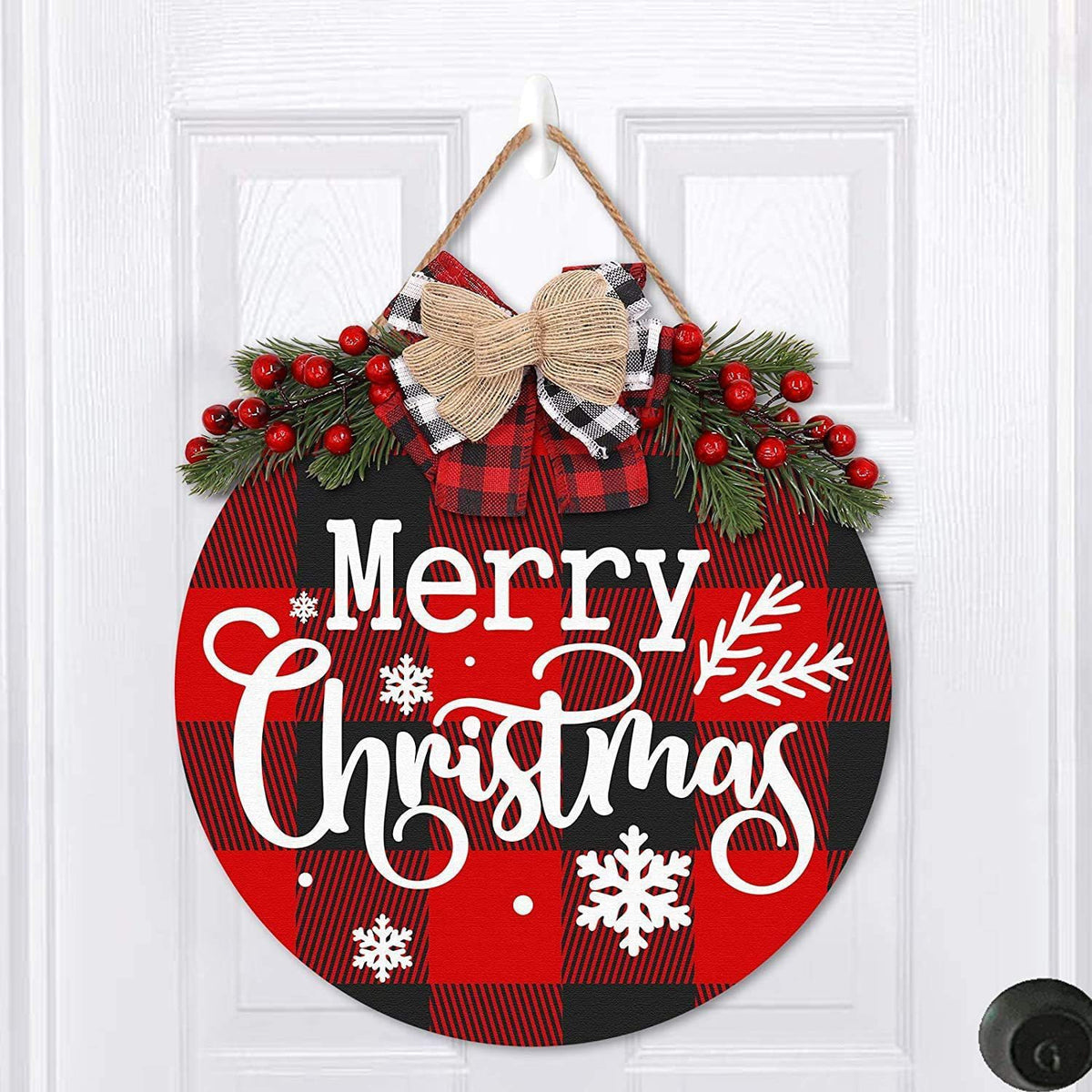 Christmas decoration wooden flower wreath Christmas wooden welcome doorplate decoration flower wreath door ring