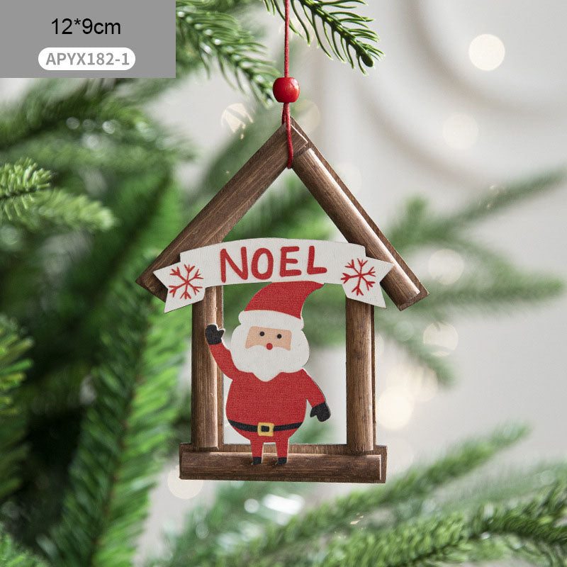 Christmas decorations, wooden houses, Christmas tree ornaments, ornaments