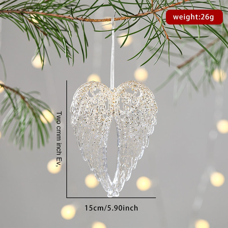 New Christmas Decoration Glitter Acrylic Pendant Transparent Powder Snowflake Charm for Christmas Tree Decoration