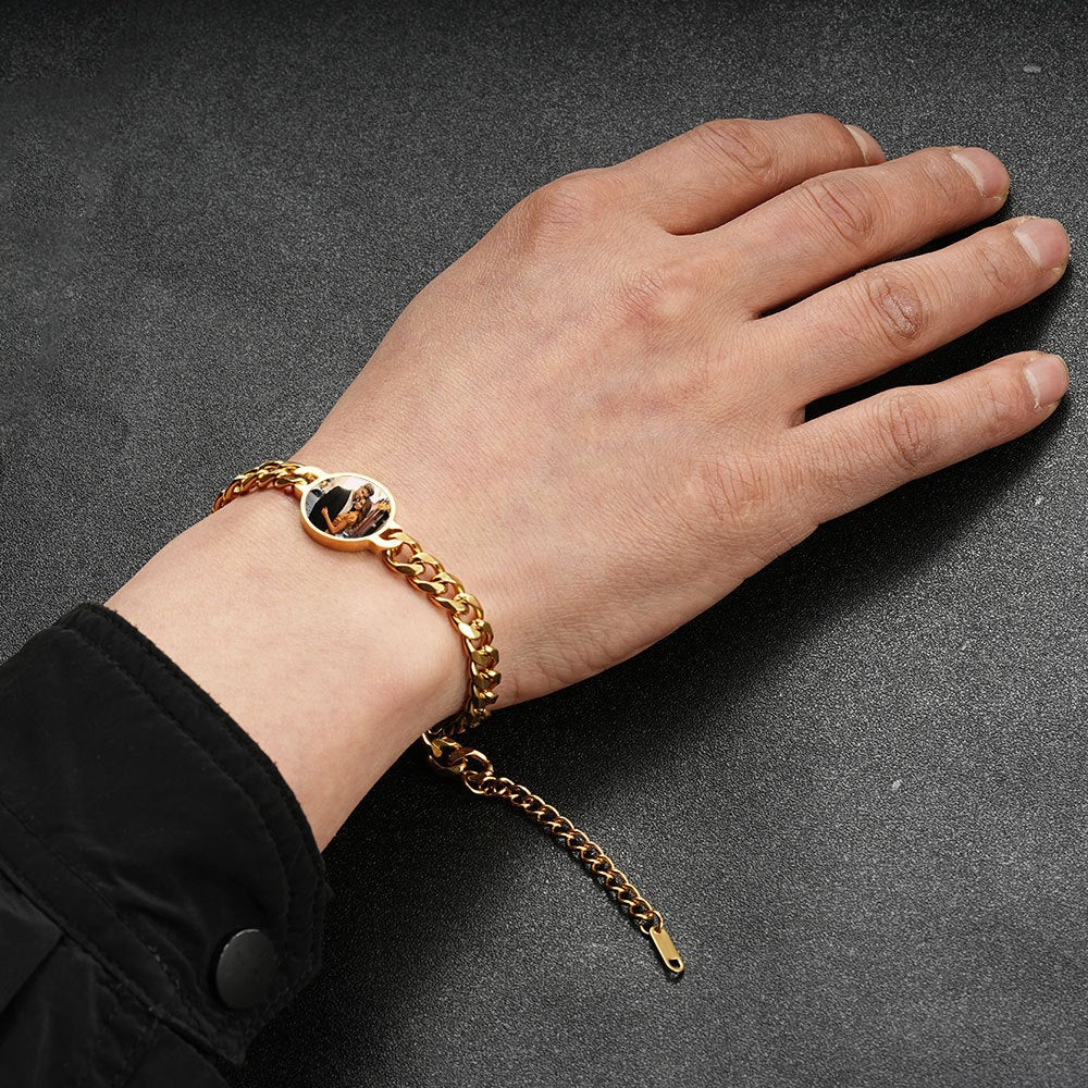 Custom-Made, Ships in 2 Days Metal Geometric Circular Heat Activated Temperature Bracelet