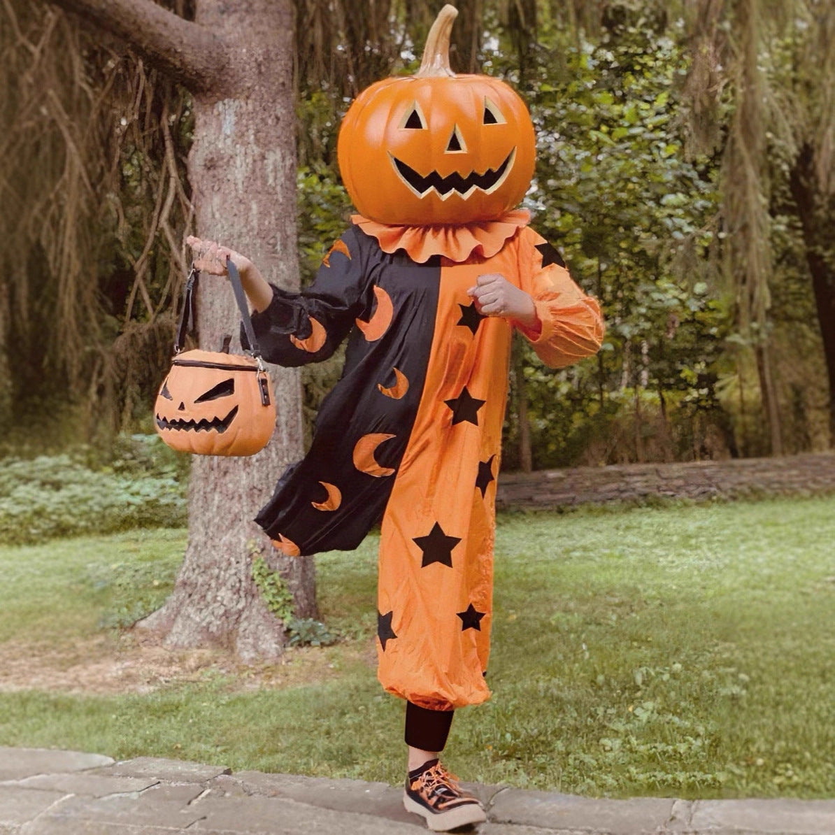 Halloween Costume Printed Long Sleeve Pants Jumpsuit for Women