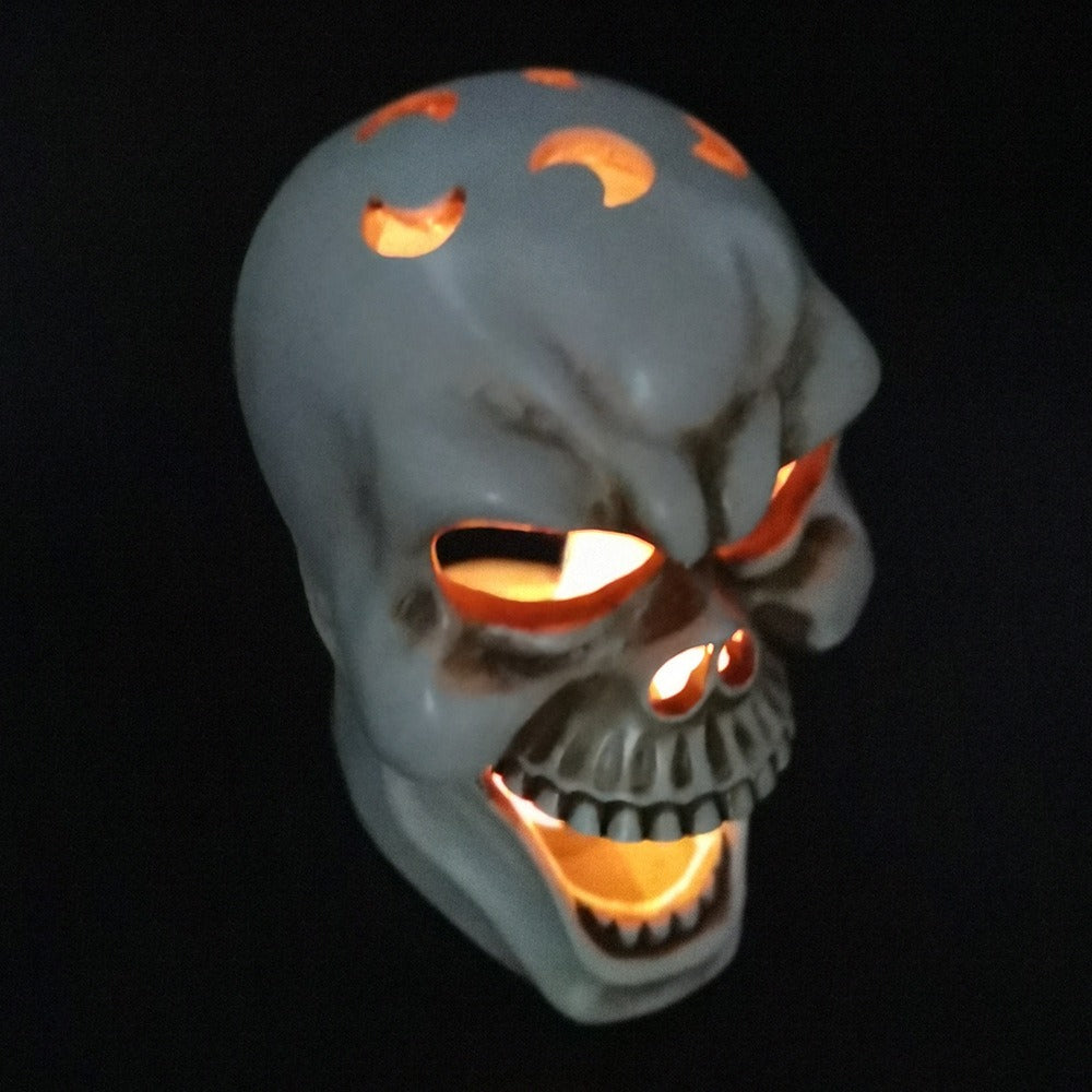 Creative resin handicraft horror facial ornament with a large mouthed skull candlestick