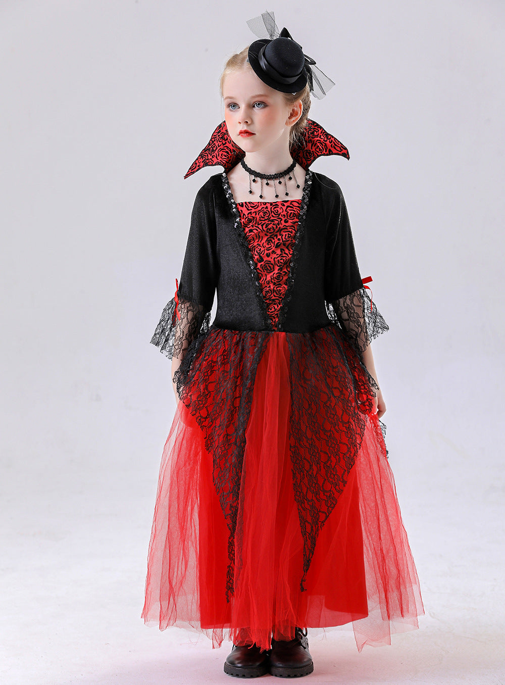 Halloween Kids Vampire Costume Royal Wizard Witch Costume for Stage Performance
