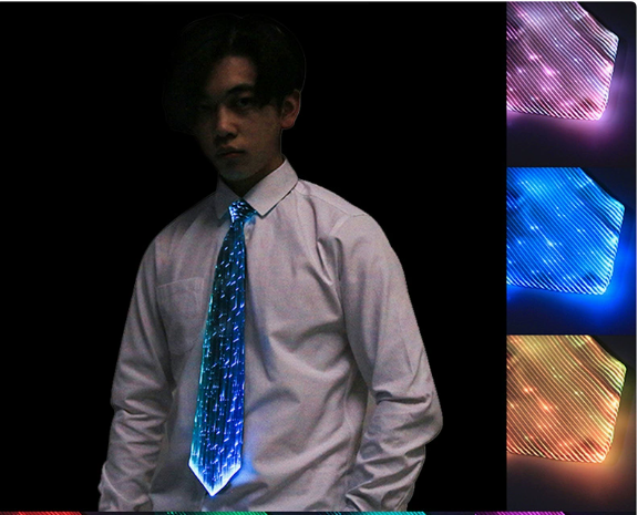 Fashionable LED Light-Up Tie with Fiber Optic Design, Men's Glow-in-the-Dark Stylish Necktie