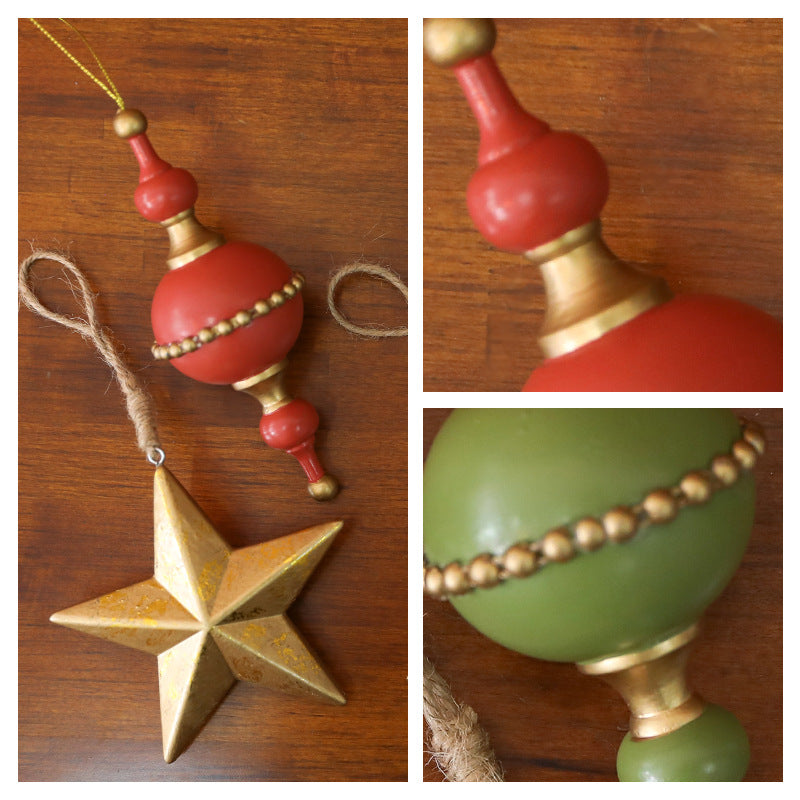 Christmas Wooden Acorn Star Tree Ornament Holiday Decoration Window Hanging