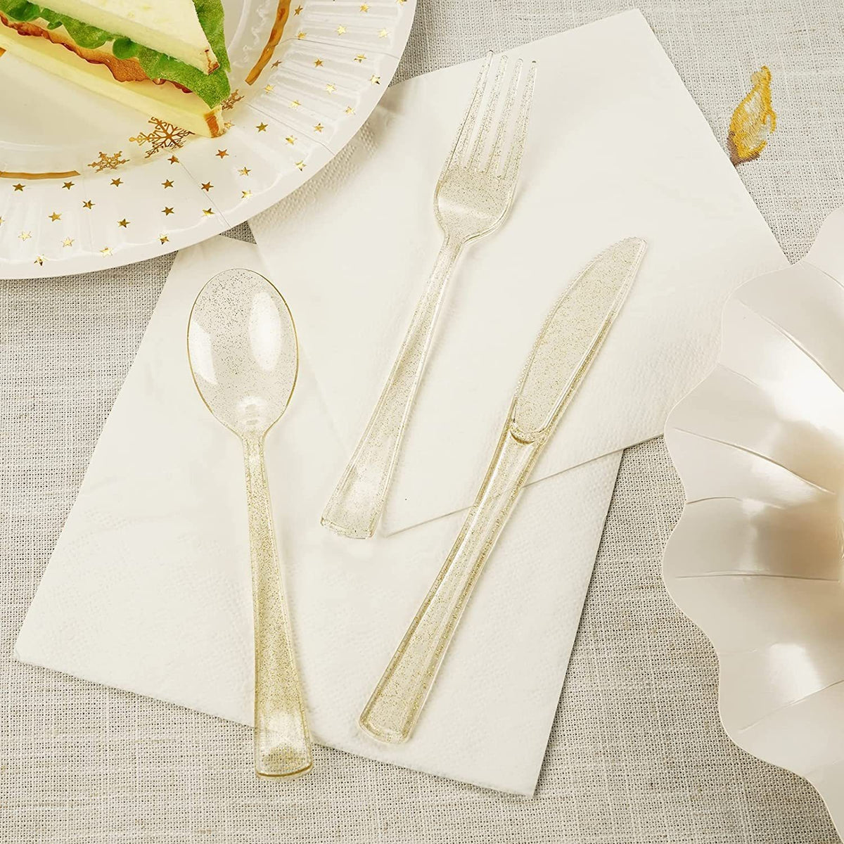 Disposable Plastic Ps Spoon, Gold Powder Spoon, Silver Powder Fork, Glitter Powder Fork, Spoon, Tableware Set