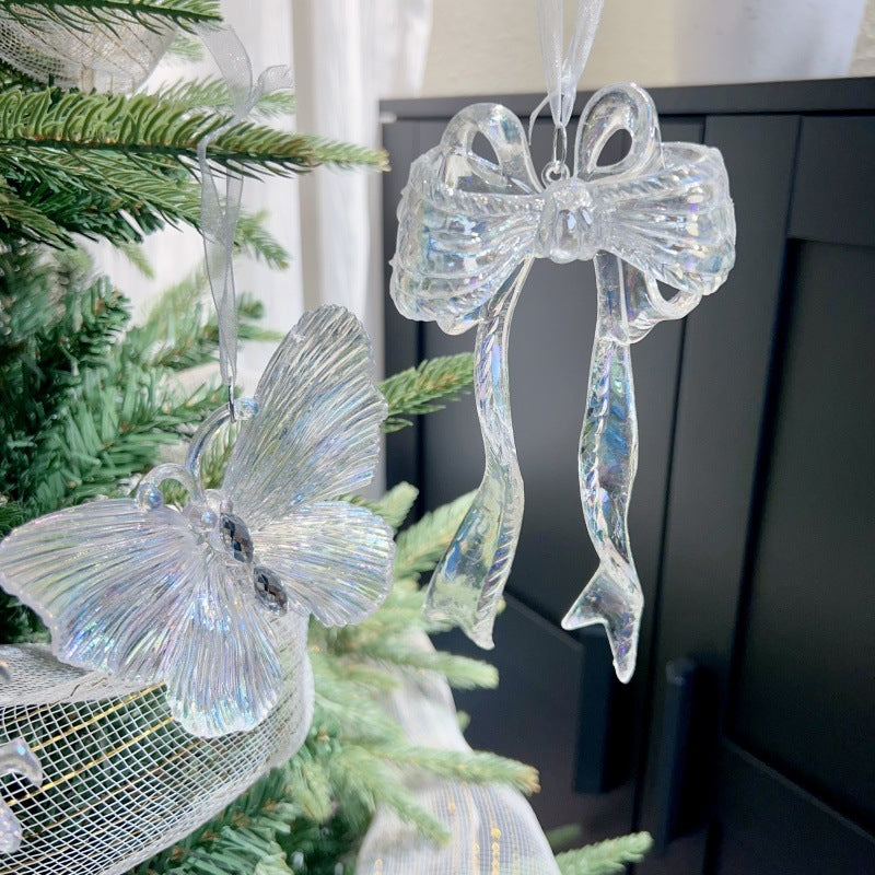 Christmas Tree Decoration Transparent Acrylic Colorful Bell Butterfly Shape Ornament