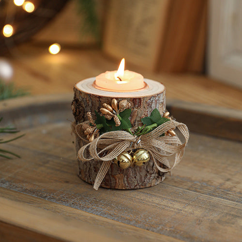 Christmas candle holder, solid wood candle stand, holiday decoration lamp stand, fragrance container, candle base, candlelight meal arrangement, cup holder