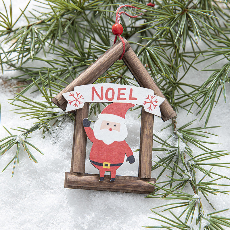 Christmas decorations, wooden houses, Christmas tree ornaments, ornaments