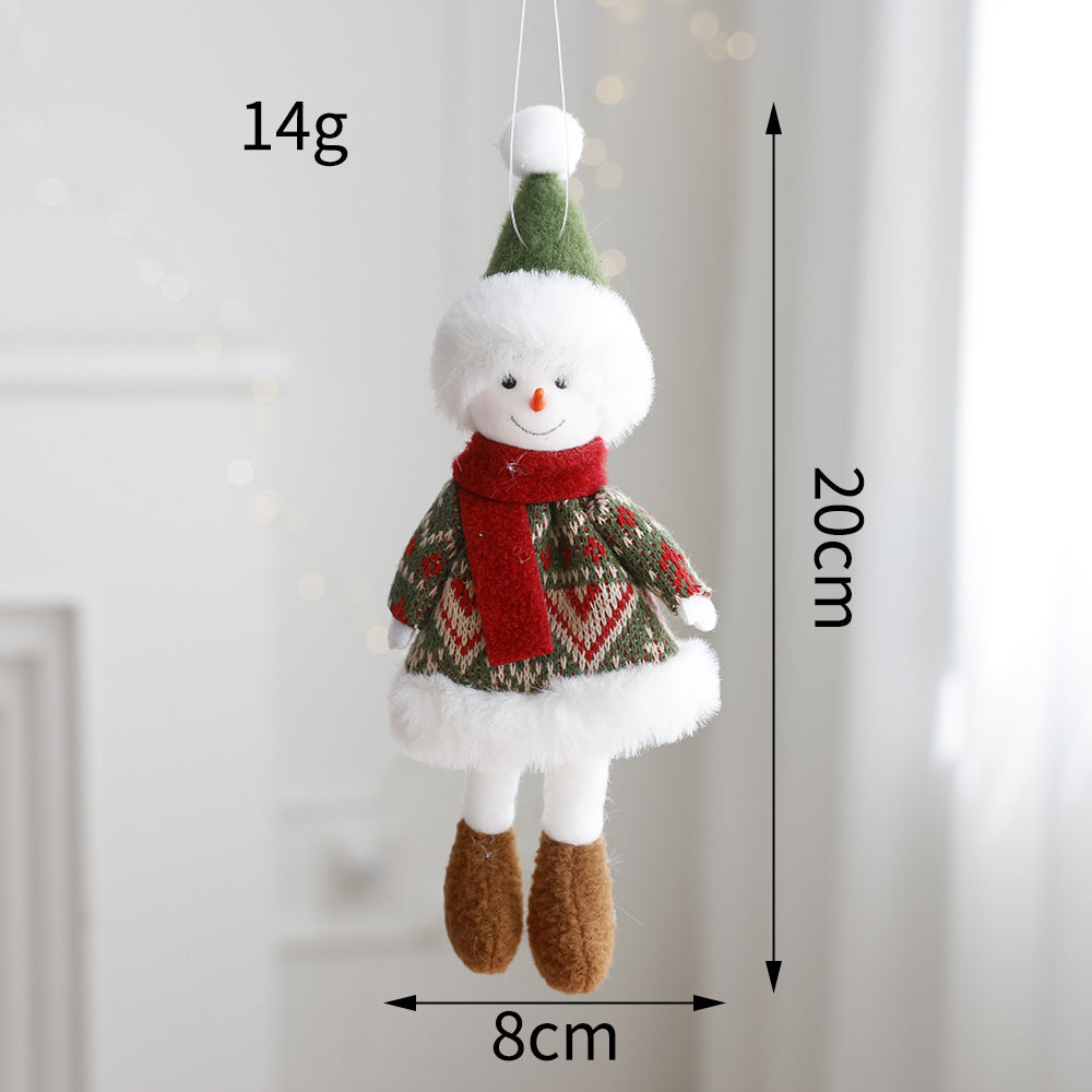 Christmas Decoration Fabric Doll Small Doll Pendant Plush Elk Santa Claus Snowman Christmas Tree Decoration