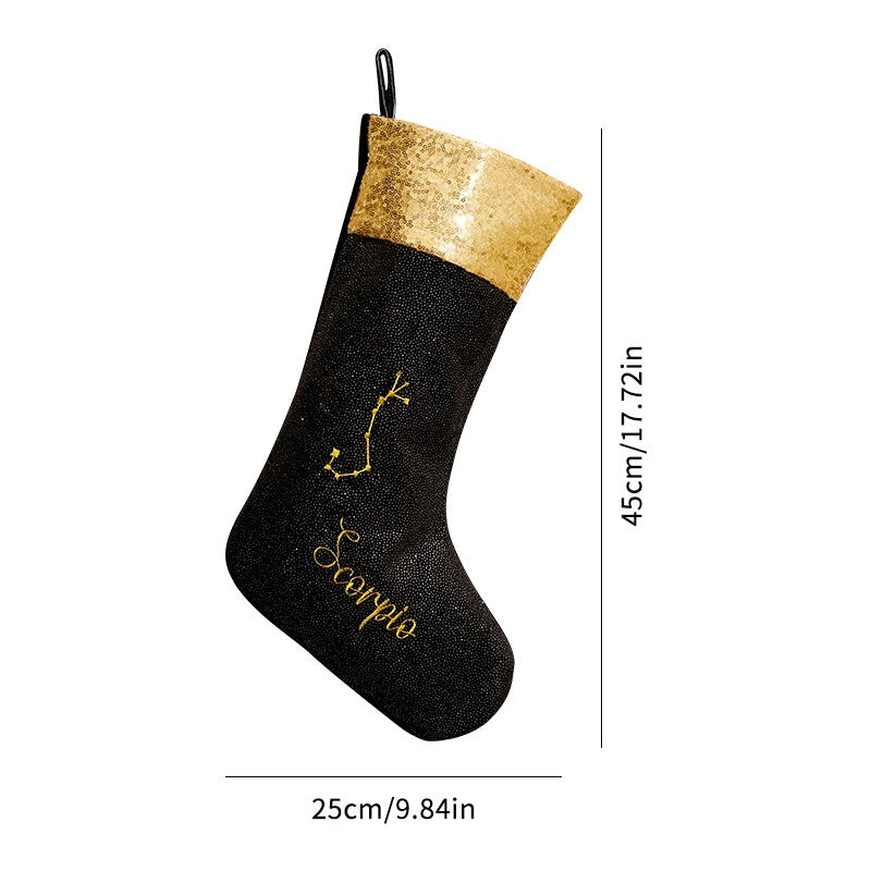 Christmas Decoration Black Zodiac Christmas Socks Christmas Ornament Display Piece