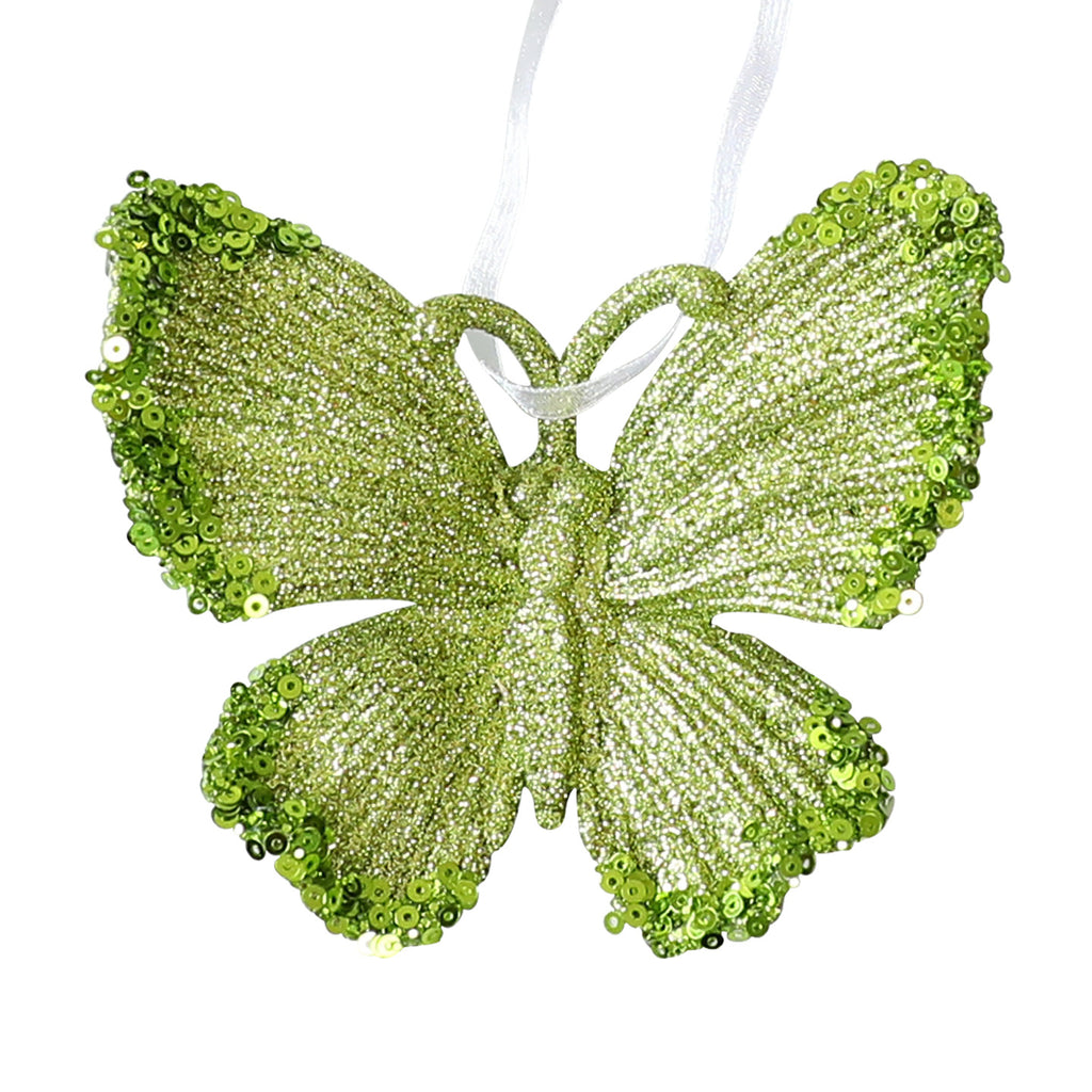 SantaYuan New Green Glitter Powder PC Ornament Christmas Decoration Snowflake Pendant Christmas Tree Scene Decoration