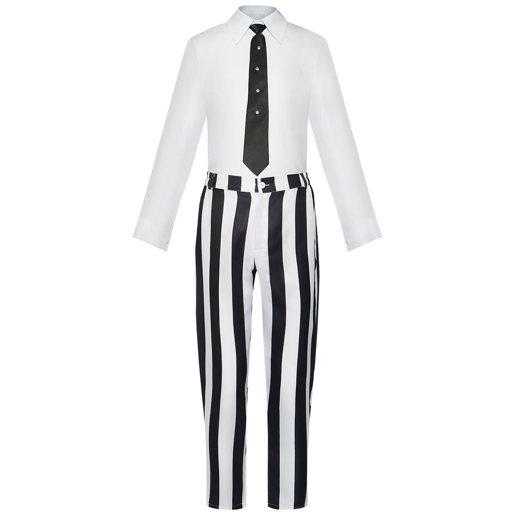 Halloween Beetlejuice Michael Keaton Costume Cosplay Suit Performance Outfit