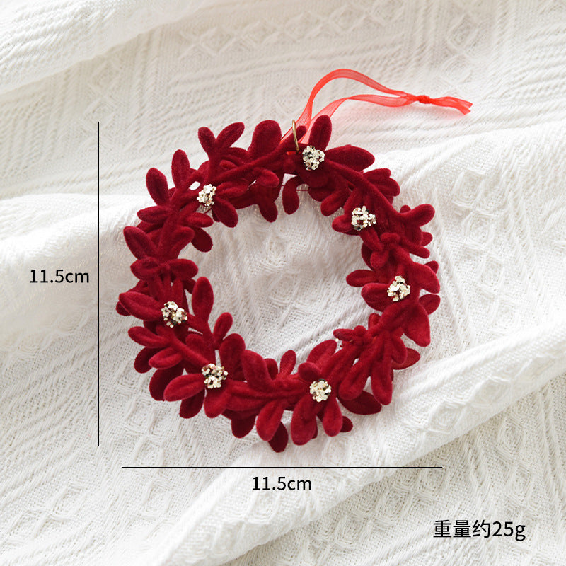Christmas decoration red flocking elk bell pendant Christmas tree decoration ornaments