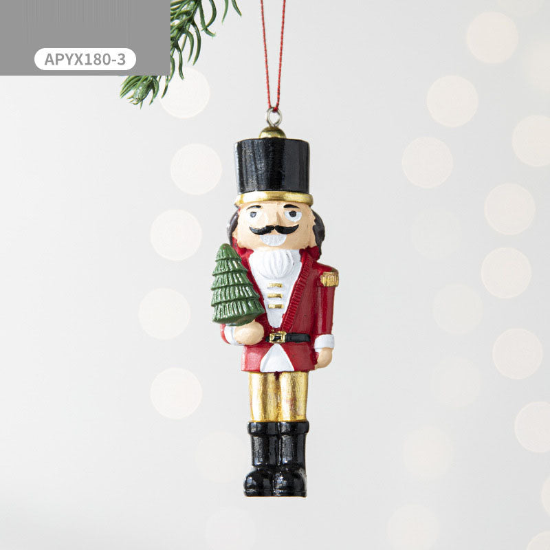 Christmas Walnut Box Resin Pendant Christmas Tree Accessories Decoration Soldier Shaped Pendant