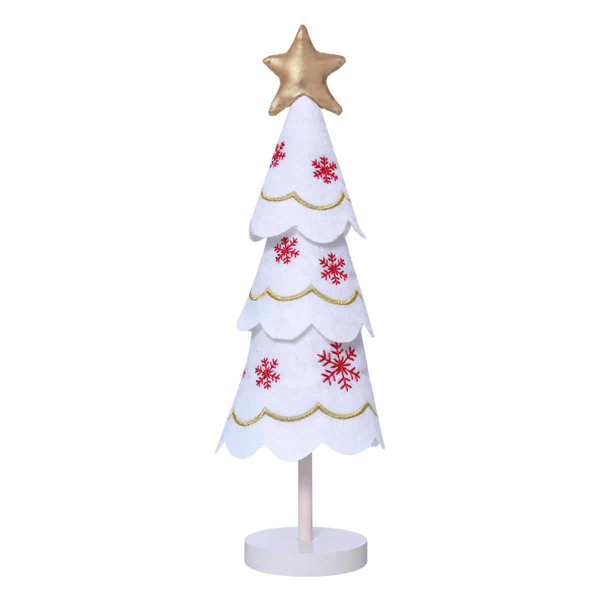 Cute Christmas Tree Fabric Wooden Display Window Desktop Christmas Embroidery Snowflake Decoration