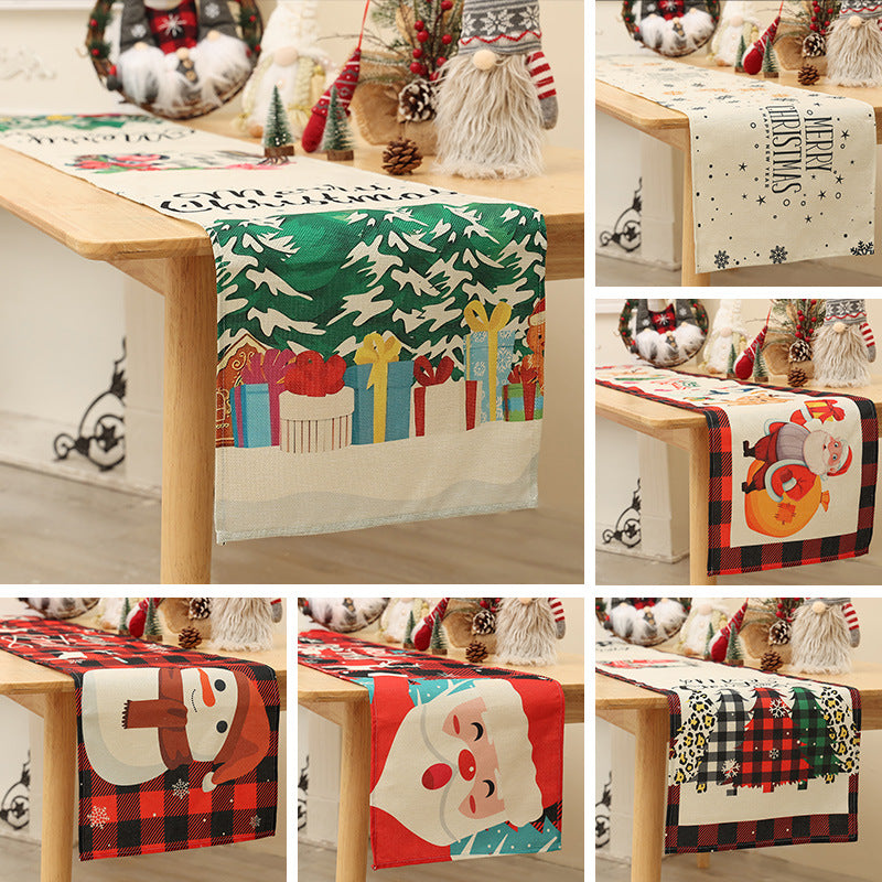 Christmas Decoration Linen Table Flag Christmas Creative Christmas Tree Wreath Printed Table Wallpaper Decoration