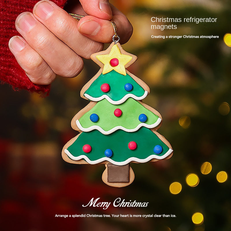 Christmas Decorations Christmas Gingerbread Man Atmosphere Decoration Christmas Tree Vintage Cute Resin Magnetic Fridge Sticker