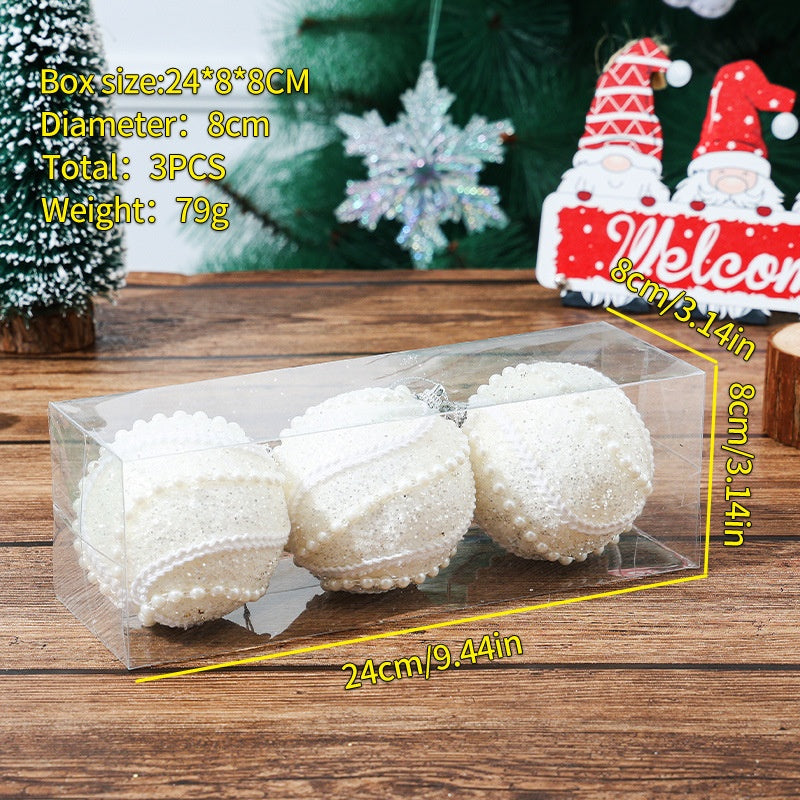 Christmas Ball Ornament Set 3PC Christmas Tree Decoration Colorful Balls Hanging Decor 8cm Holiday Decoration Ball