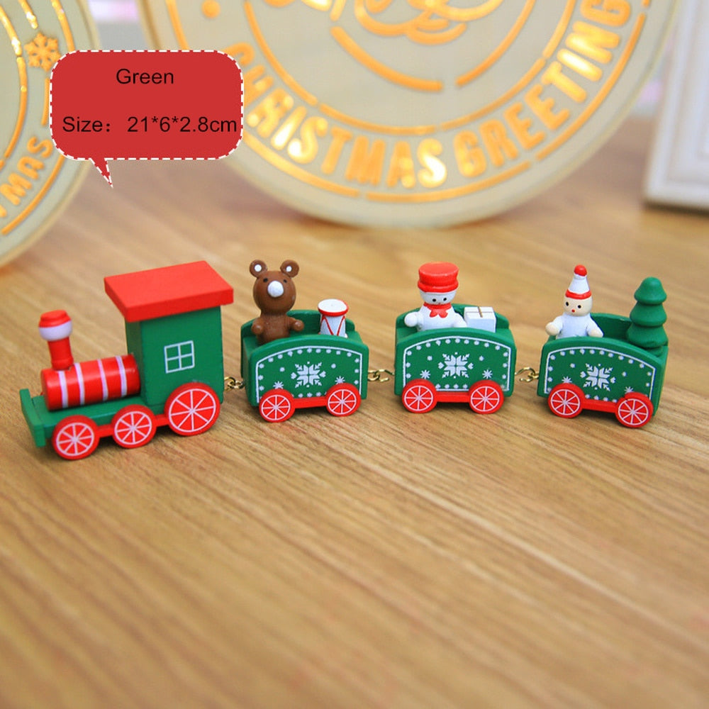 Christmas Train Painted Wood Christmas Decoration for Home Merry Christmas Ornament Navidad Xmas Decoration New Year Gift