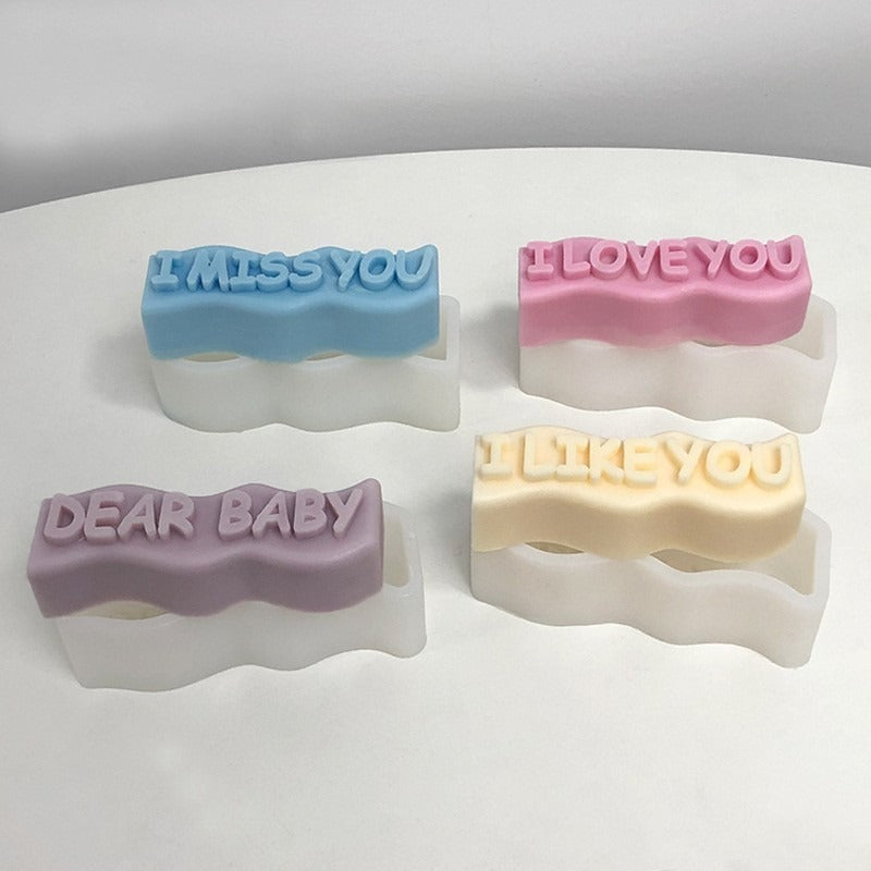 English Letters Christmas Candle Silicone Mold DIY Handmade Art Gypsum Soap Baby Birthday Cake Decoration Valentine's Day Gifts