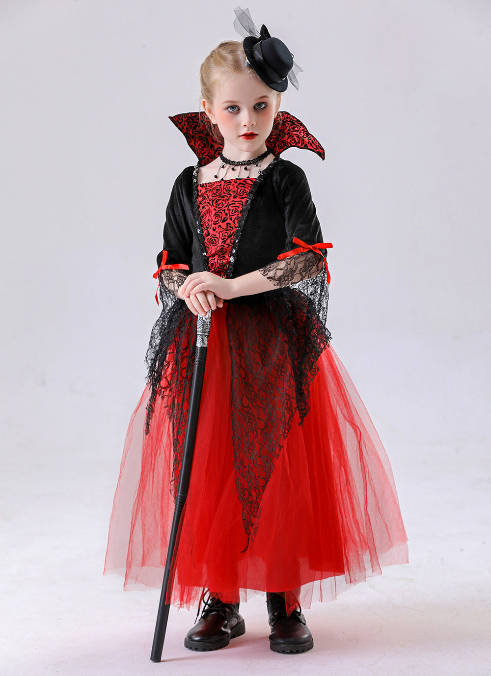 Halloween Kids Vampire Costume Royal Wizard Witch Costume for Stage Performance