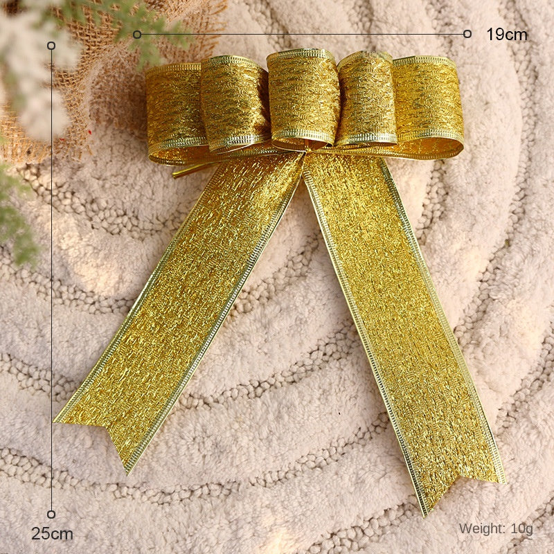 Christmas Tree Decoration with Large Sparkly Bow, Festive Ornament for Holiday Display