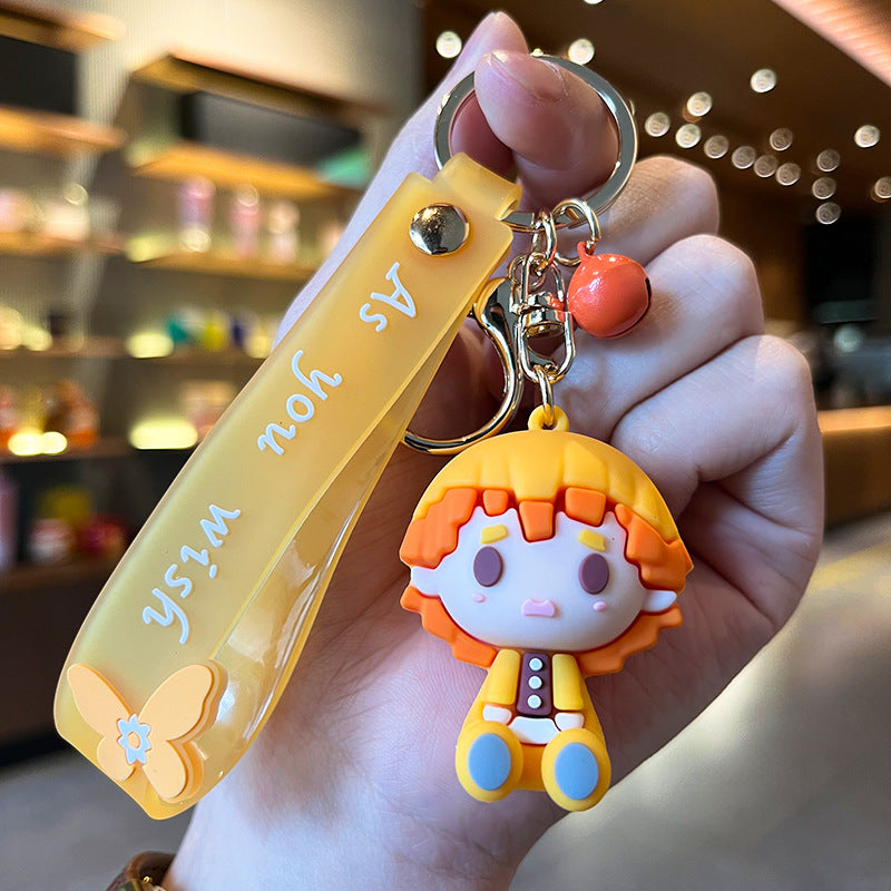 Cartoon Creative Anime Demon Slayer Keychain Wholesale Backpack Charm Car Key Cute Silicone Figurine