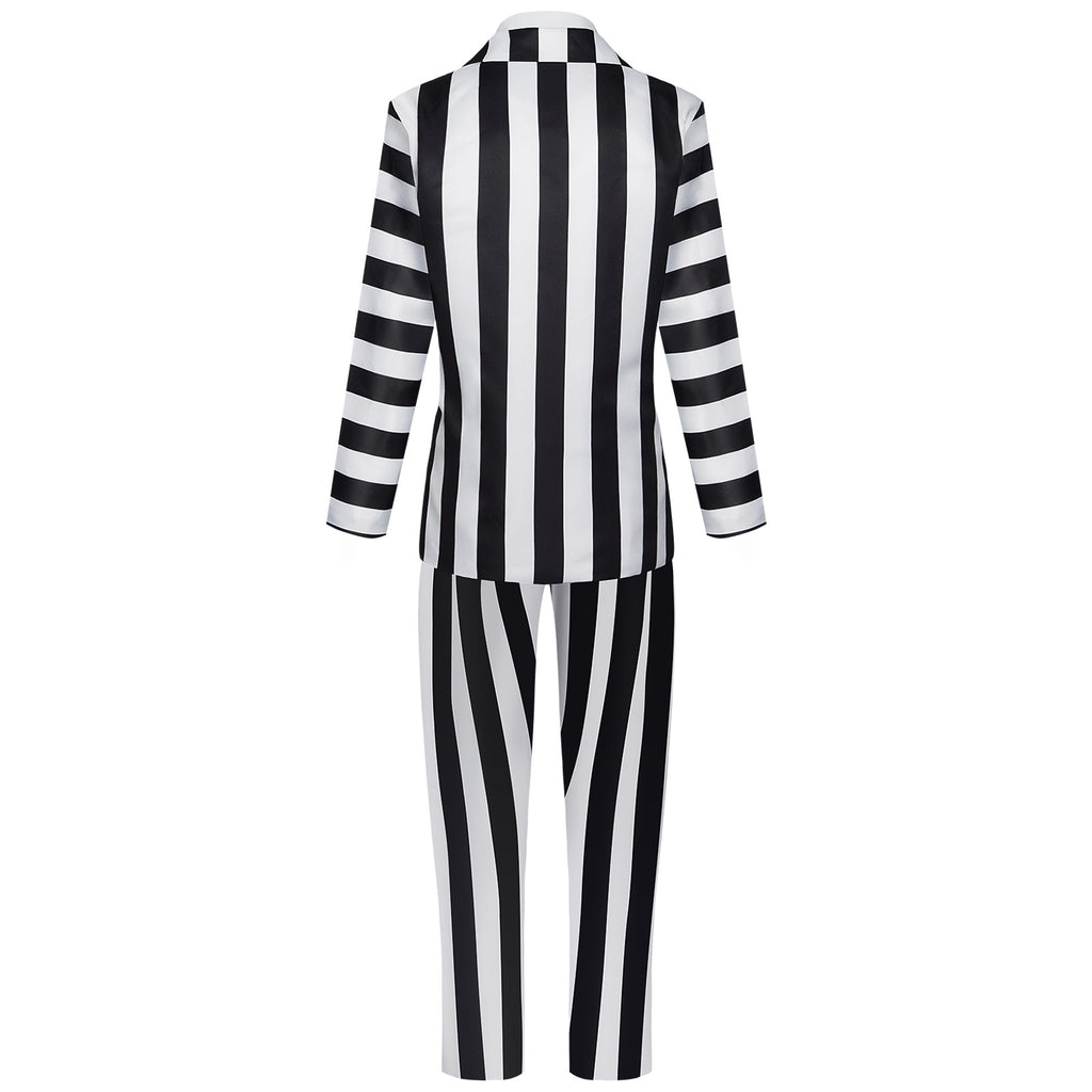 Halloween Beetlejuice Michael Keaton Costume Cosplay Suit Performance Outfit