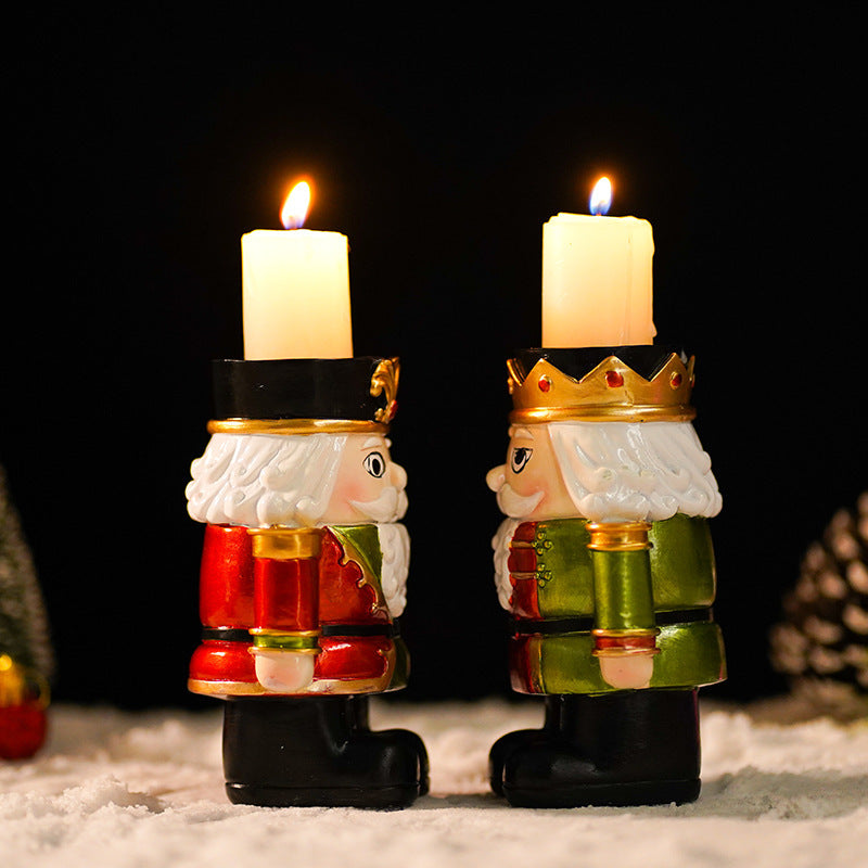 Christmas Nutcracker Candlestick Home Living Room Desktop Festive Atmosphere Candle Decoration Ornament