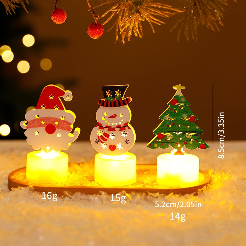 LED Electronic Candle Light Christmas Tree Santa Claus Snowman Creative Candle Night Light Decorative Ornament