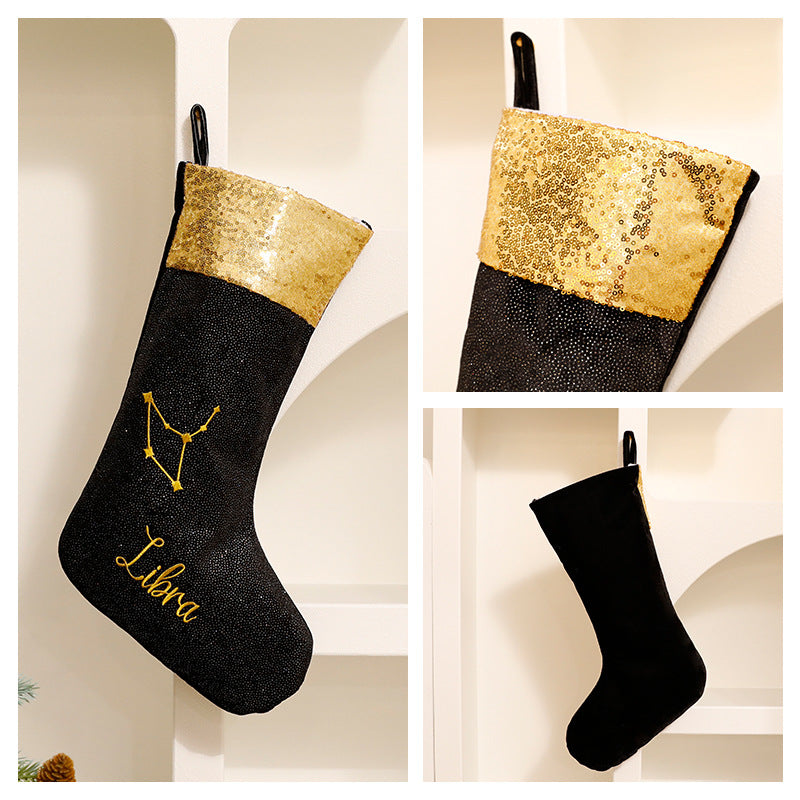 Christmas Decoration Black Zodiac Christmas Socks Christmas Ornament Display Piece