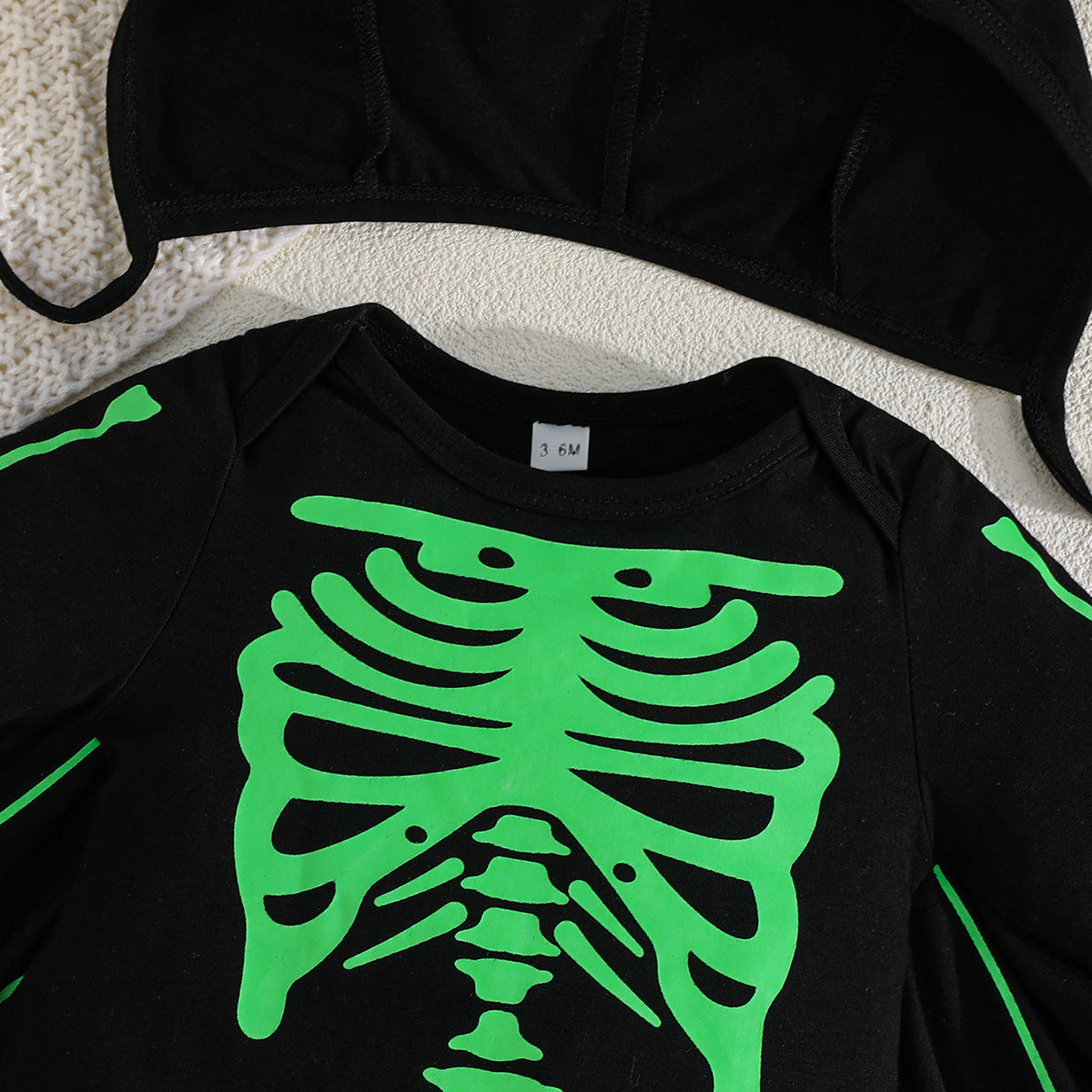 Baby Halloween Skeleton Bat Long Sleeve Onesie Costume with Hat