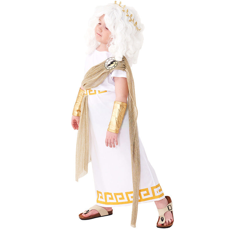 Boy's Greek Zeus Costume Halloween Party Role Play Costume