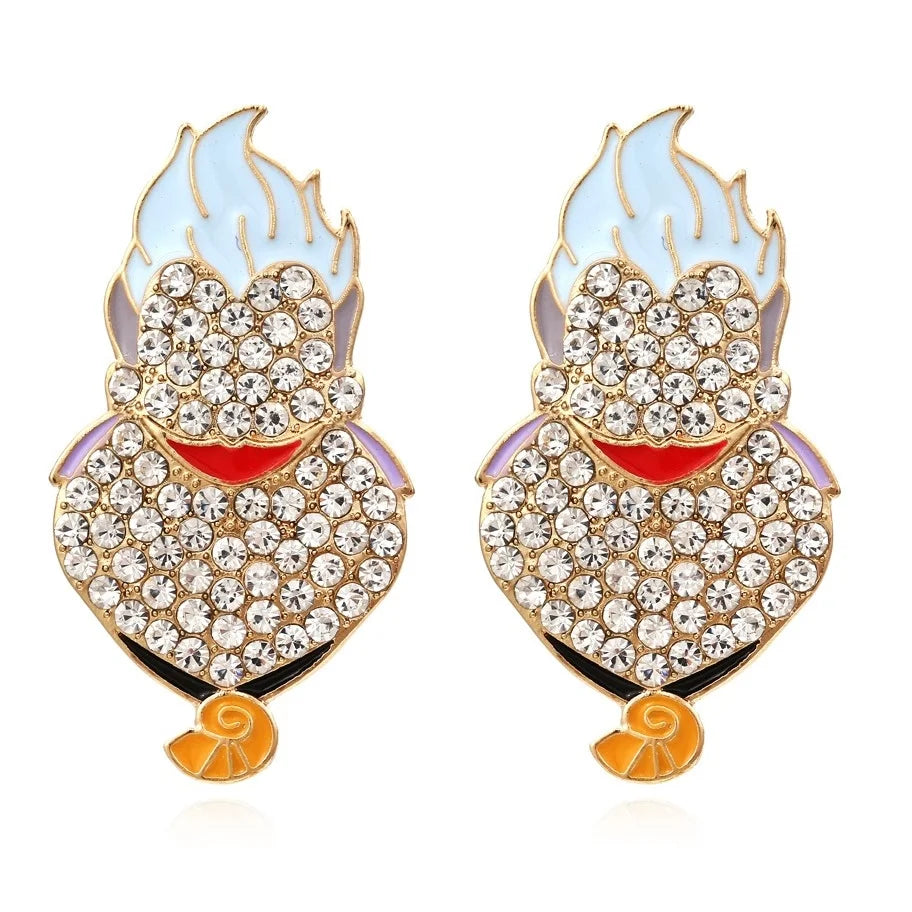 Exaggerated Rhinestone Characters Earrings for Woman Halloween Earrings Jewelry Party Casual