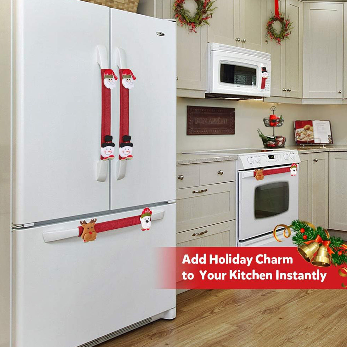 Christmas refrigerator decoration, gloves, microwave protection cover, kitchen decoration supplies, party atmosphere decoration