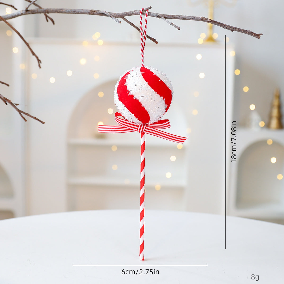 Santa Yuen New Red and White Decorative Foam Candy Cane Lollipop Ornament Christmas Decoration Christmas Tree Decoration