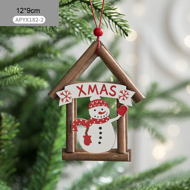 Christmas decorations, wooden houses, Christmas tree ornaments, ornaments