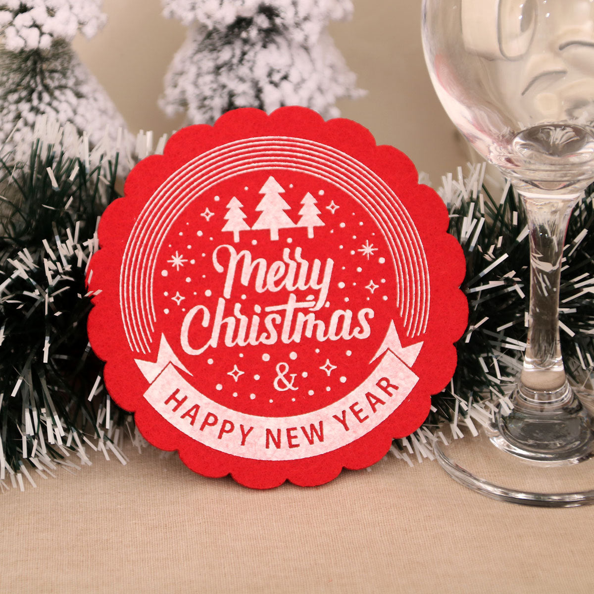 Christmas Wine Cup Mat Tea Cup Mat Christmas Hotel Restaurant Home Decoration Supplies