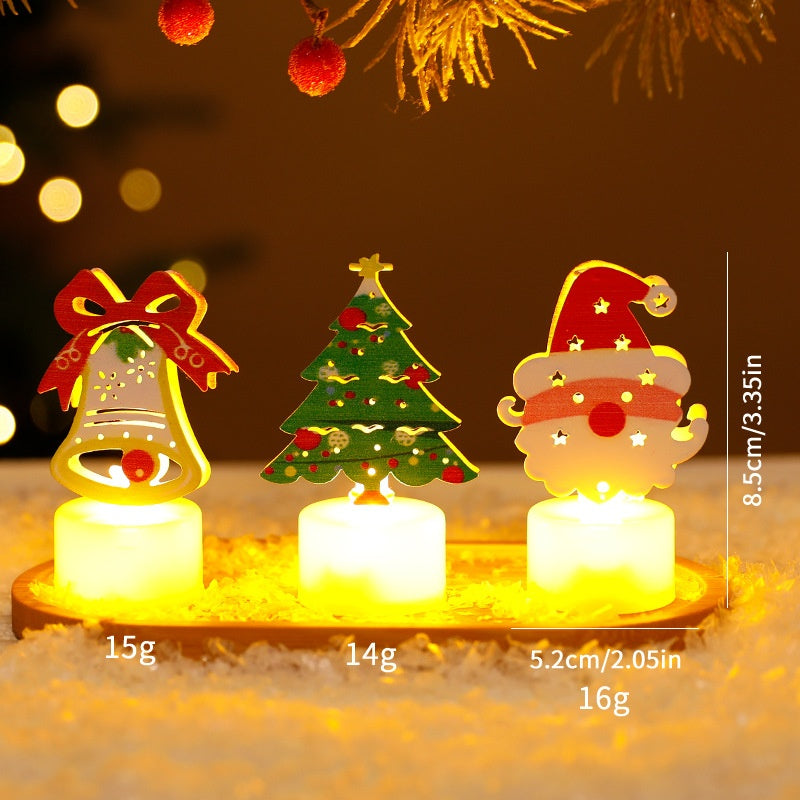 LED Electronic Candle Light Christmas Tree Santa Claus Snowman Creative Candle Night Light Decorative Ornament