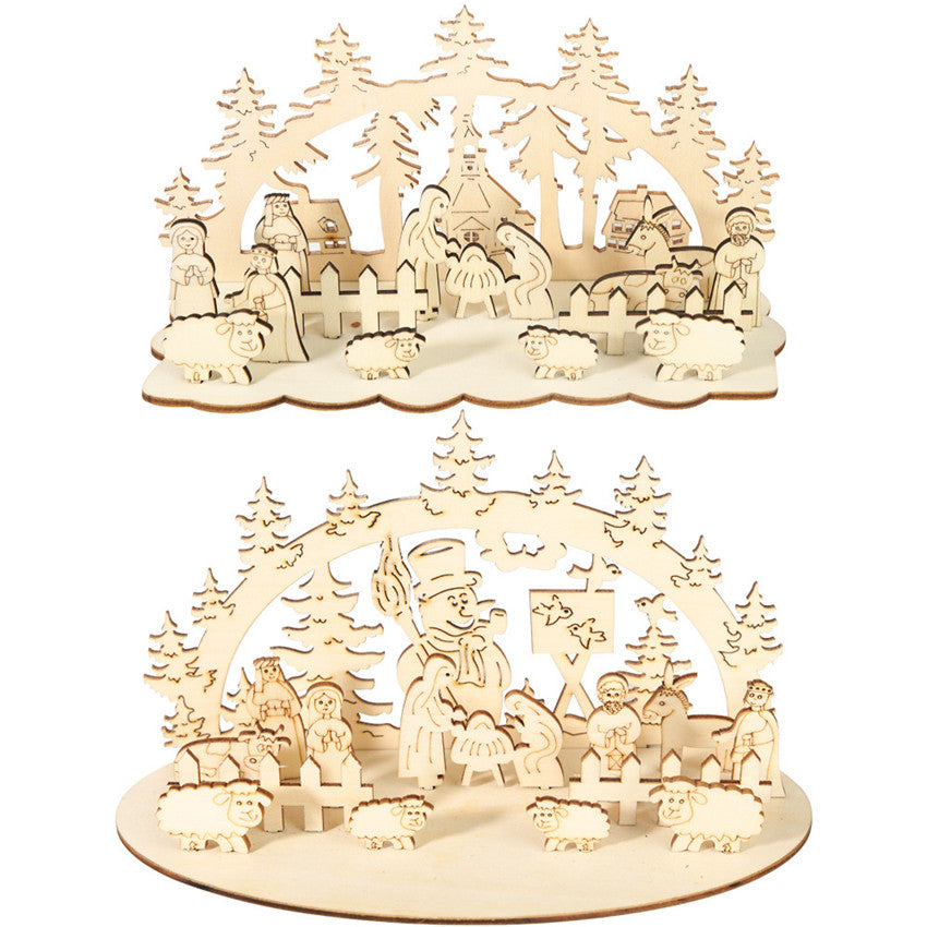 DIY Christmas Wooden Toy Xmas Funny Party Desktop Decoration Christmas Wooden Ornaments Three-dimensional Kids Toy Decoration
