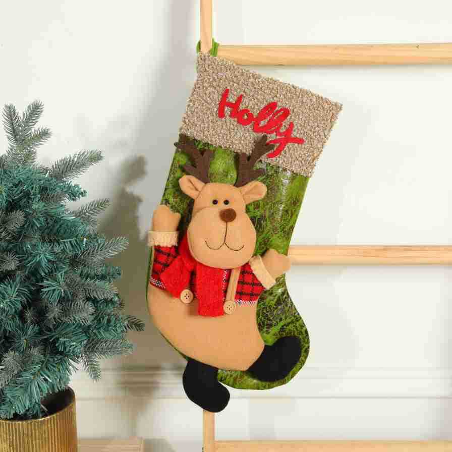 Christmas Socks, Christmas Gift Bag, Christmas Decoration Gift Bag, Christmas Elk Old Man Pendant Gift Bag