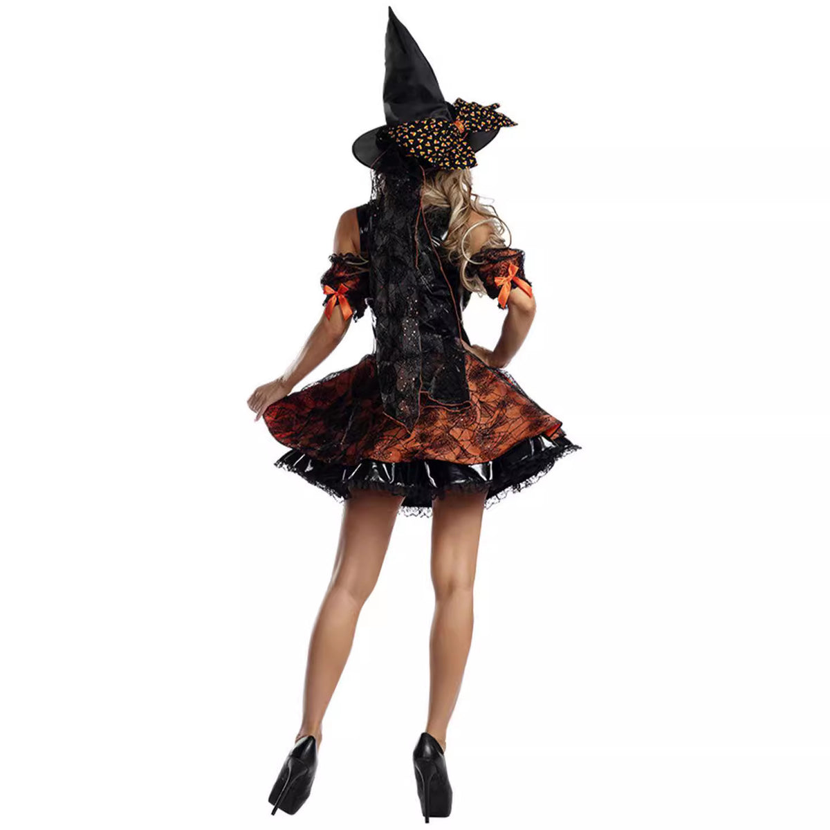 Halloween Party Cosplay Orange Witch Costume Performance Magic Witch Outfit