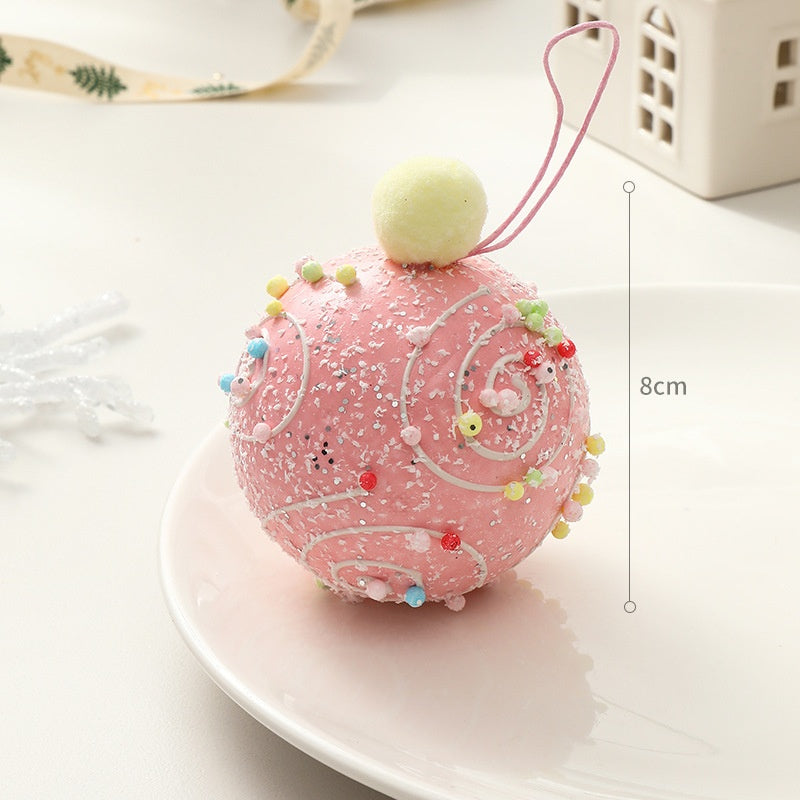 Christmas Decoration Festival Scene Decoration Christmas Tree Ornament Handmade DIY Macaron Christmas Ball Small Hanging Decor