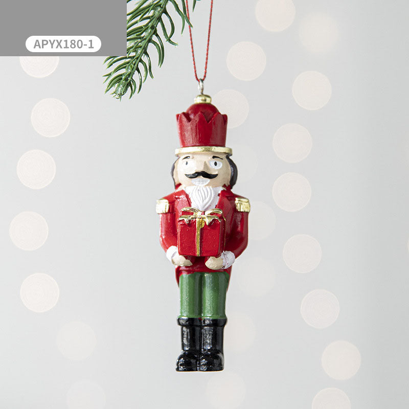 Christmas Walnut Box Resin Pendant Christmas Tree Accessories Decoration Soldier Shaped Pendant