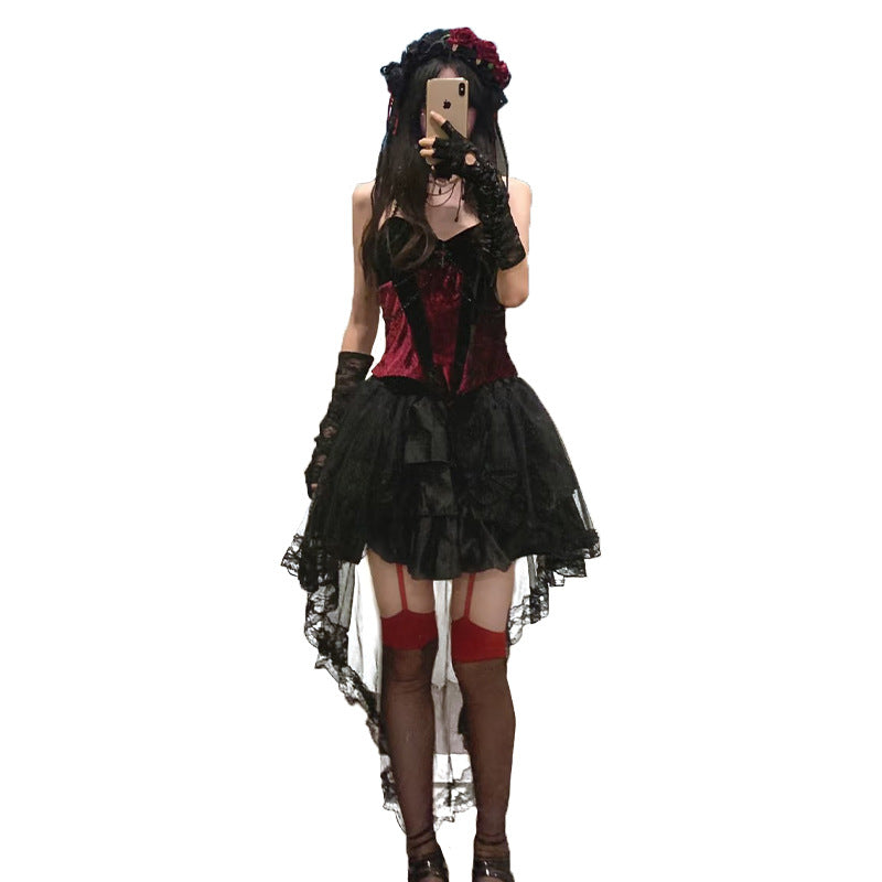 Halloween Cosplay Duke Costume Dark Style Sleeveless Short Dress Set Sexy Halloween Outfit