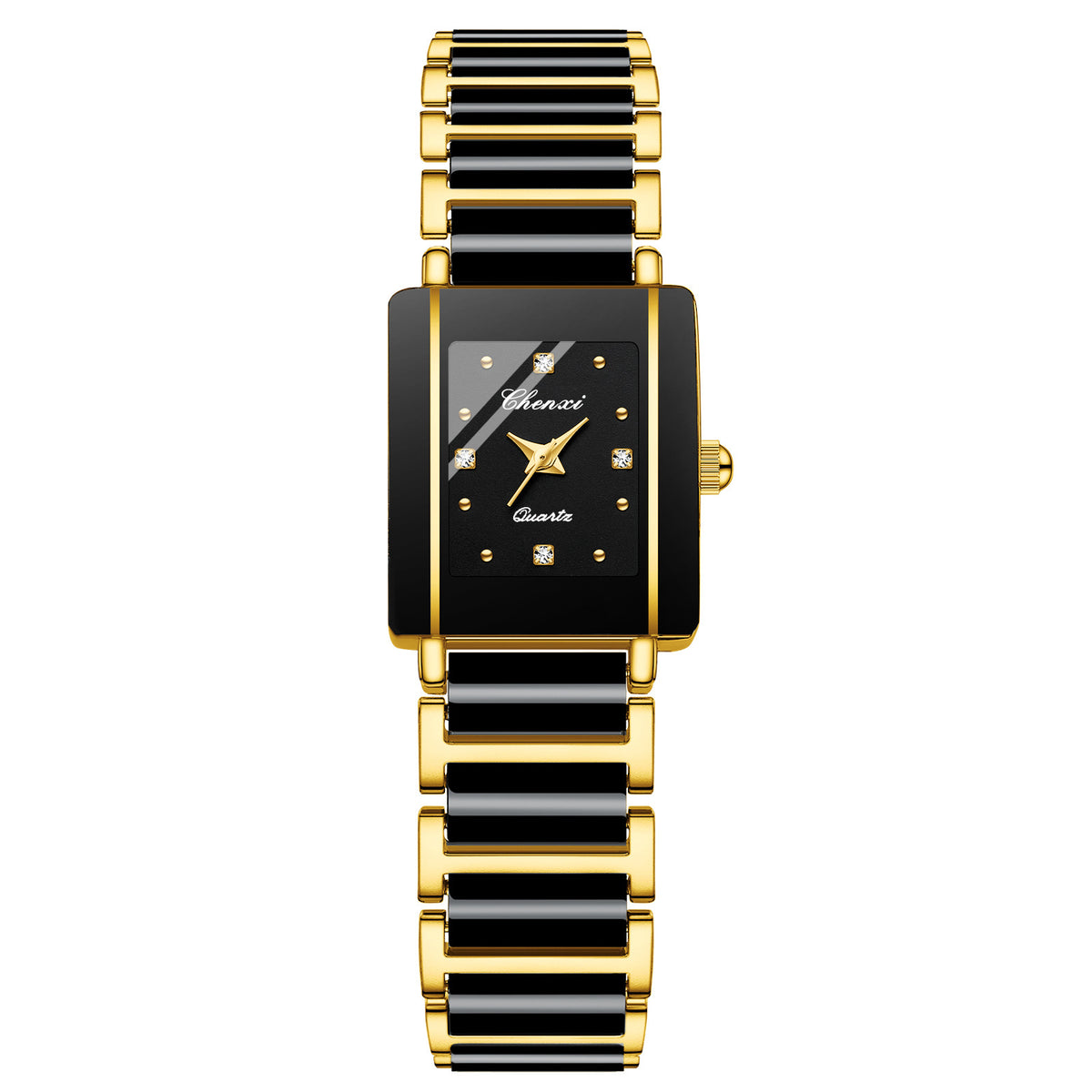 Square Couple Watch for Women and Men Ceramic Quartz Watch