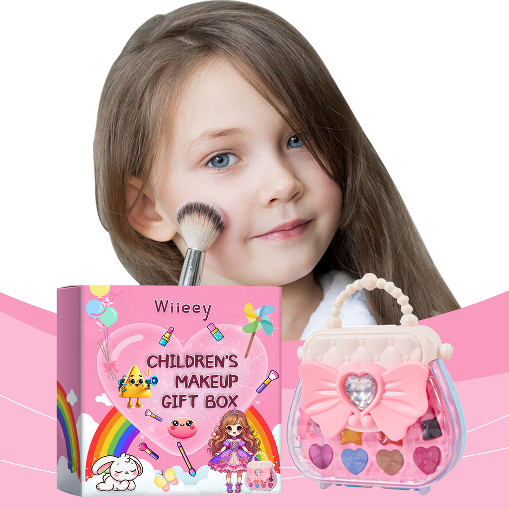 Kids Makeup Gift Box, Kids Play Fun Girl Makeup Lipstick Eyeshadow Makeup Set Gift Box