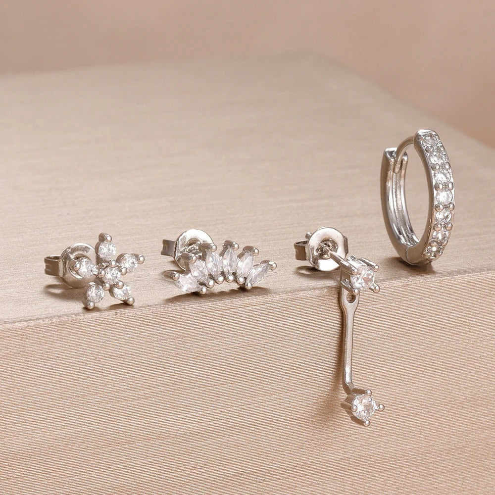 Zircon Stud Earrings with Gold Plating, Minimalist Chic Design, Delicate and Stylish Women's Ear Jewelry