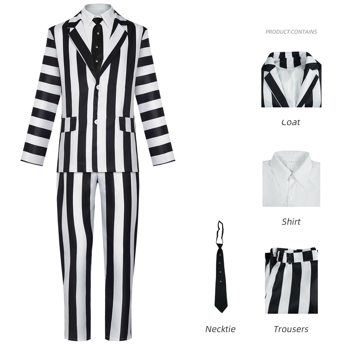 Halloween Beetlejuice Michael Keaton Costume Cosplay Suit Performance Outfit